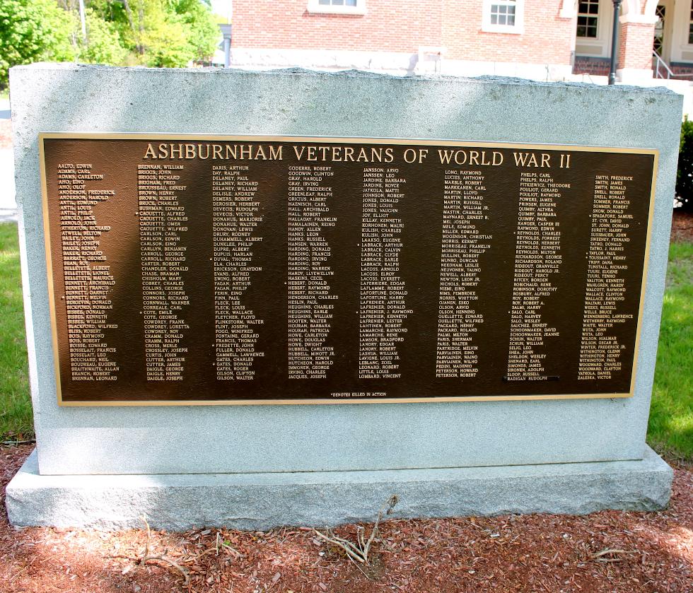 Ashburbham Massashusetts World War II Veterans Memorial
