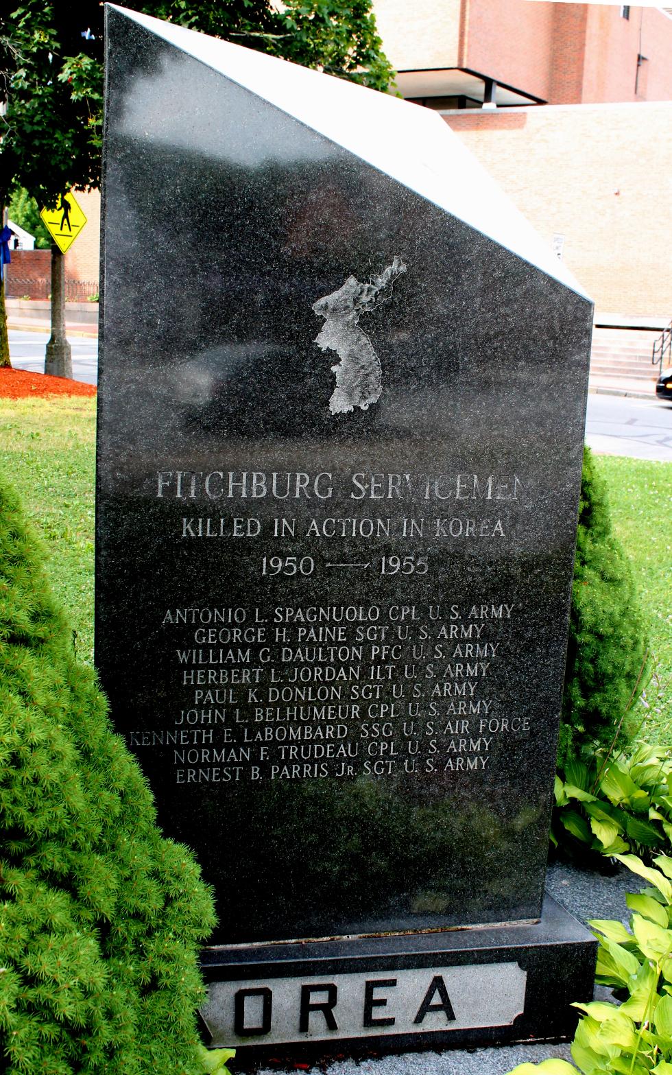 Fitchburg Massachusetts Korean War  Veterans Memorial