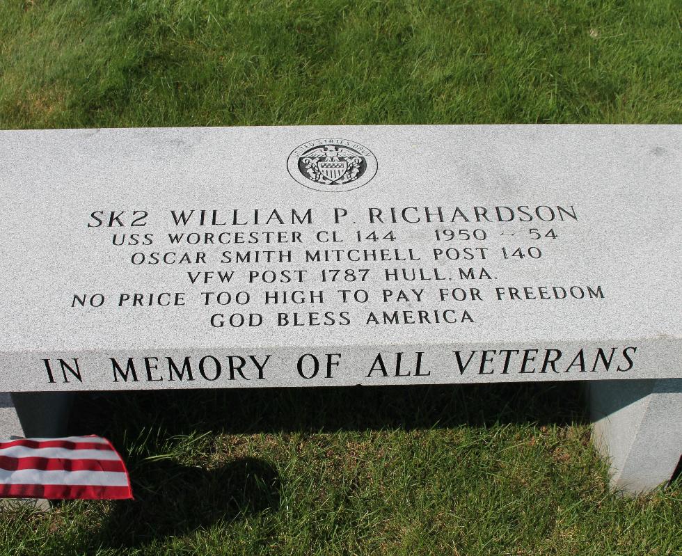 Hull Massachusetts Wiiliam P Richardson Memorial Bench
