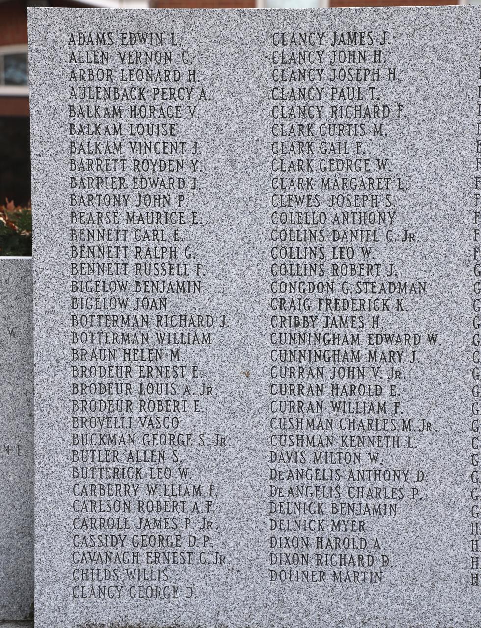 Millis Massachusetts World War II Veterans Memorial