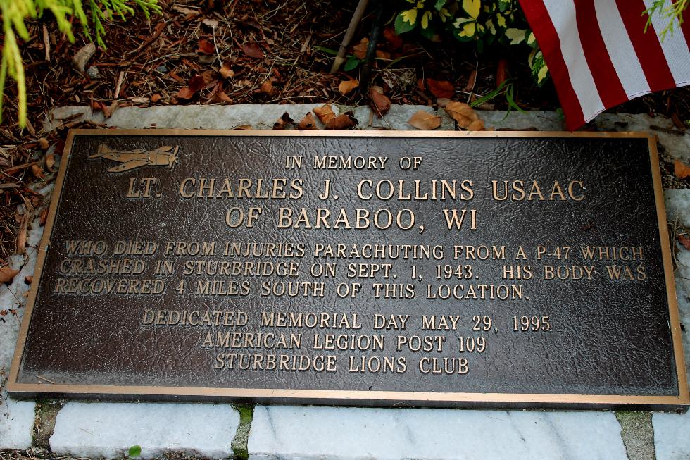Sturbridge Mass - Charles J Collins - P-47 Accident Memorial
