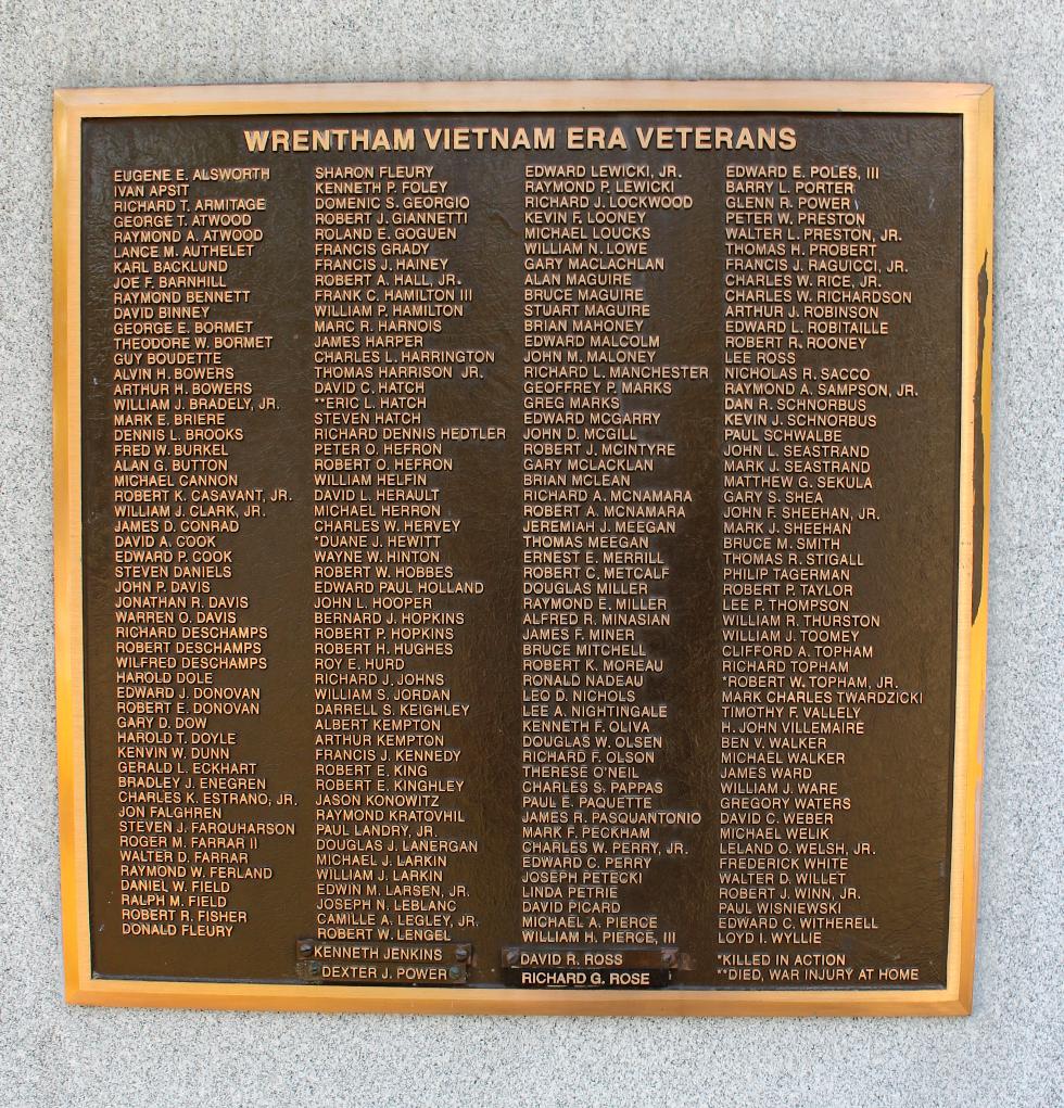 Wrentham Mass Vietnam War Veterans Memorial