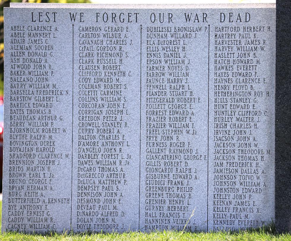 Quincy Massachusetts World War II Veterans Memorial